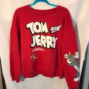 Tom & Jerry unisex size XXL (19) red and white sweatshirt